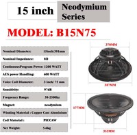 Haut-parleur en néodyme 15 pouces haut-parleur woofer 1200W haut-parleur subwoofer B15N75 pour line array gamme complète