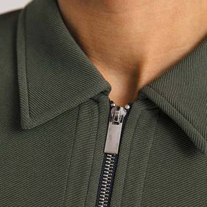 Nueva Llegada, Camiseta Polo para Hombre con Media Cremallera Frontal, Logotipo Bordado Personalizado OEM, Manga Corta, Sólida, Transpirable, Informal, para Trabajo - Product Image 3