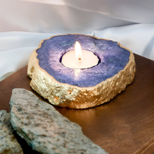 Portavelas de luz de té de cristal de ágata Natural, piedra preciosa tallada, curación decorativa, votiva para decoración espiritual del hogar, festiva - Product Image 1