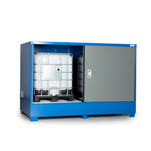 Deposito di materiali pericolosi in acciaio, con porte scorrevoli, per 2 IBC o 8 barili - Product Image 1