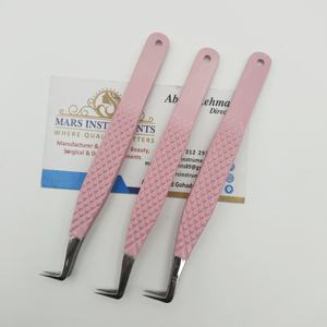 Pinzas de extensión de pestañas de 90 grados de bota de color rosa pálido de alta calidad sostenible - Product Image 6
