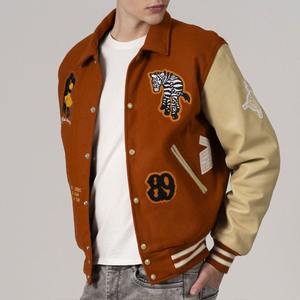 OEM personalizado del fabricante de los hombres de la Universidad Varsity chaqueta de lana bordada parches de lana mangas de cuero de béisbol estilo Letterman - Product Image 2