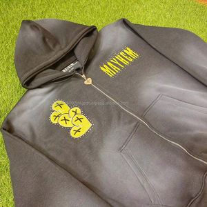 Heavy GSM Men's Winter Season Rhinestone Printed Hoodies Impresión de pantalla personalizada y bordado Trabajo Zip Up Hoodie 100% algodón - Product Image 1