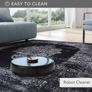 Tapis d'intérieur lavable Netline Home Depot Kilim noir et gris à motif médaillon, modèle 1319 - Product Image 4