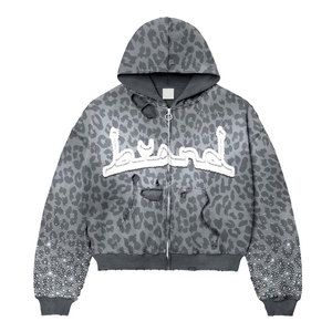 Sudadera con capucha Vintage para hombre al por mayor 100% algodón 300gsm dobladillo recortado desgastado Sudadera con capucha con apliques lavado ácido con edición de otoño - Product Image 2