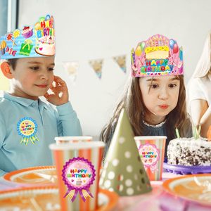 Couronnes d'anniversaire pour enfants pour la classe, chapeaux d'anniversaire ajustables et mignons, couronnes d'anniversaire en papier colorées pour enfants - Product Image 3
