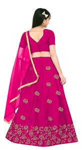 Shoryam Fashion, vêtements ethniques pour filles, lehenga choli rose |   Choli brodé en filet, tenue de fête de mariage indienne, longueur au sol, tout - Product Image 3