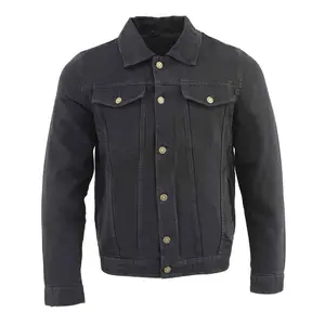 Marque de distributeur Logo brodé en usine Fermeture à glissière avant Veste en jean à manches longues Vêtements de mode Vestes pour hommes - Product Image 1