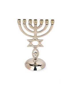 La mejor calidad antiguo grande 15 pulgadas latón 9 rama templo Menorah Judaica 12 tribus portavelas de F S International - Product Image 4