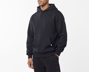 Ensemble de survêtement unisexe décontracté deux pièces noir uni, sur mesure, 100 % coton, tissu de haute qualité à séchage rapide pour homme - Product Image 4