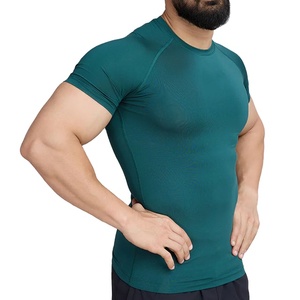 Camiseta de compresión de algodón 100% de alto gramaje, diseño personalizado, lisa, cuello redondo, corte regular, ecológica, transpirable, al por mayor - Product Image 4