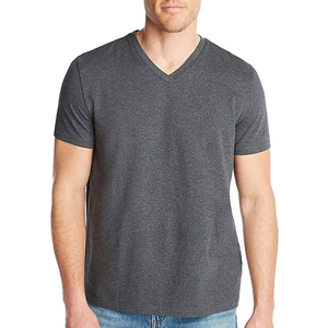 Camisas y camisetas para adultos de secado rápido 100% camiseta Original de algodón con cuello en V para hombres, ropa informal lisa en blanco transpirable al por mayor - Product Image 1