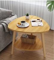 Table basse moderne de luxe à deux niveaux triangulaire et table d'appoint pour canapé |   Meubles de salon en bois massif faits à la main