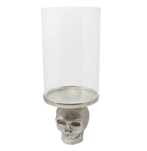 Lanterne à bougie en métal gothique en forme de crâne, support de pilier suspendu pour porche hanté et décoration d'Halloween en extérieur. - Product Image 3
