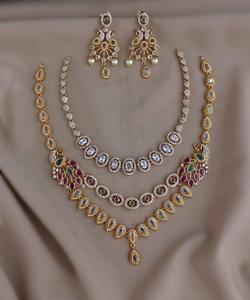 Conjunto de collar con acabado mate CZ Premium para mujer, conjunto de collar mínimo de lujo, ropa de fiesta perfecta para oferta combinada, conjunto de ropa informal - Product Image 3