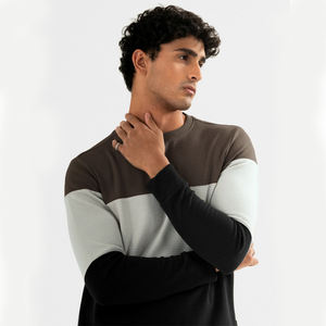 Sweat-shirt tendance pour homme à trois couleurs avec col côtelé, design classique décontracté avec col rond, pull pour l'automne et l'hiver - Product Image 2