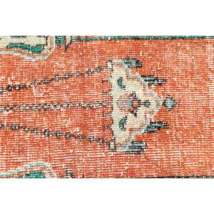 Alfombra Turca Vintage, Pequeña de 2.4x3.8 pies (73x115 cm), Alfombra de Lana con Diseño de Plantas y Árboles Naranjas - Product Image 5