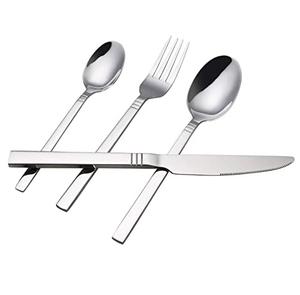 Juego de cubiertos de acero inoxidable Chapado en plata con mango cuadrado para bodas y restaurantes Cubiertos de hotel Suministros para comer - Product Image 4