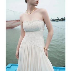 2025 nouveau Design robes femmes dame élégante VINCENT MAXI robe strass 90% coton 10% Polyester femmes vêtements en gros - Product Image 5