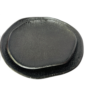 Bandeja de plato Irregular de Metal con textura de rejilla cruda Plato redondo de lujo de aluminio fundido Platos de vajilla seguros para aperitivos y bebidas de fiesta - Product Image 6
