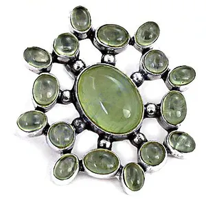 Bague en argent 925 avec préhnite pour femmes, bijoux fantaisie en pierres précieuses, cadeau, broches en préhnite pour femmes - Product Image 1