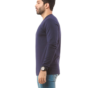 Camiseta de manga larga de color azul para hombre, camiseta lisa informal de cuello redondo, de Sportar Internacional, venta al por mayor - Product Image 4
