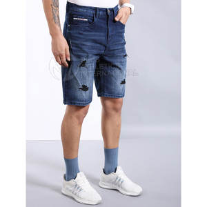 Pantalones cortos vaqueros con estilo para hombre con aspecto lavado y ajuste delgado para uso diario al aire libre Pantalones cortos vaqueros para hombre con botón Fly - Product Image 3