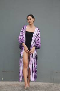 Vente chaude Style Décontracté Kimono Robe Imprimé Floral Tie Dye Motif Maxi Longueur Robe De Nuit Simple Belle Plage Bas Prix - Product Image 3