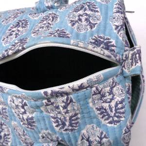 Sac de sport élégant et écologique pour week-end en coton doux avec fermeture à glissière en tissu imprimé à la mode - Product Image 5