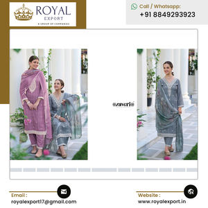 Dernière collection de vêtements ethniques indiens en coton de soie avec broderie Collection de costumes Salwar pour mariage et fête - Product Image 2