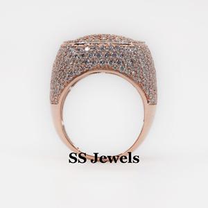 Anillo de Compromiso para Hombre, Diseño Moderno Hip Hop, con Moissanita VVS de Corte Brillante, Chapado en Rodio, con Cúpula Cuadrada y Engaste de Garras, Plata 925 - Product Image 3