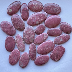 10 มม.20 มม.30 มม.สีชมพูธรรมชาติ Thulite หินรูปไข่เรียบหลวม Cabochon ปรับเทียบโรงงานหินแหวนจี้ของแท้ - Product Image 1