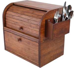 Panera Multifuncional de Bambú Natural de 2 Niveles para Almacenamiento de Alimentos en la Cocina - Product Image 6