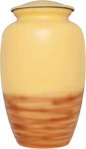 Urna de cremación de flores con brotes que salen de un lago Urna funeraria amarilla para cenizas humanas Urna de tamaño personalizado adecuada hecha a mano - Product Image 6