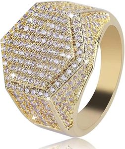 Anillo de Compromiso Hexagonal de Plata de Ley 925 con Moissanita en Engaste de Bisel, Chapado en Oro, Estilo Vintage para Mujer - Product Image 6