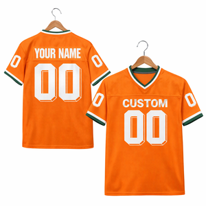 Uniforme Deportivo Personalizado al por Mayor, Chándal Naranja, Camiseta de Fútbol Americano, Manga Corta de Verano, Unisex, Transpirable, de Secado Rápido - Product Image 4