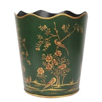 Stijlvolle moderne luxe prullenbak met vogel- en bloemenprint, milieuvriendelijk, ruimtebesparend, staand, van metaal, voor binnen/buiten, kantoor, huis, keuken