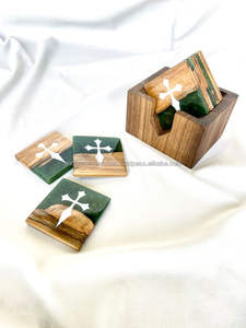 Sous-verres en bois Sous-verres en bois en résine époxy pour boissons ou table basse pour boissons Lot de 6 pour bar cuisine maison - Product Image 6