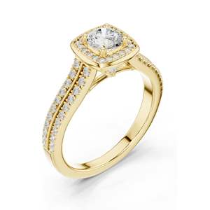 0.994 CT Round Cut Halo Lab Diamond Engagement <b>Ring</b> for Women VVS-VS EF Clarity 18KT, 14KT, 10KT Gold & 925 Silver Rose, - Product Image 4