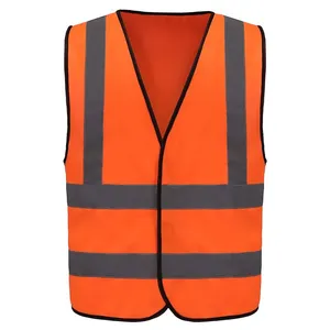 Knitted Fabric Security Vest Multi Pockets Work Wear Saftey Vest Reflective Safety Work Wear Polyester Vest
