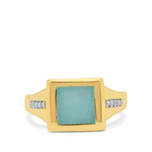 Anillo de Amazonita con Corte Princesa de 1.35ct, Circonita Blanca, Chapado en Oro de 10k sobre Plata de Ley, Joyería de Promesa - Product Image 2