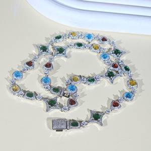 Colourful Moissanite Diamond Designer <b>Necklace</b> With Silver Luxury <b>Statement</b> <b>Necklace</b> For Women Gift And Daily Wear - Product Image 5