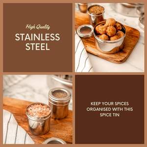 Caja Masala de especias indias de acero inoxidable con logotipo personalizado contenedor Dabba transparente 9 cajas con tapa a precios competitivos - Product Image 3