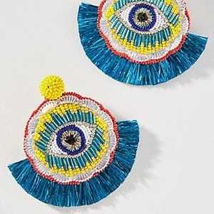 2025 recién llegados wow diseño Color Rani azul pendientes para mujeres hecho a mano semilla cuenta profesor declaración pendiente con cuentas - Product Image 3
