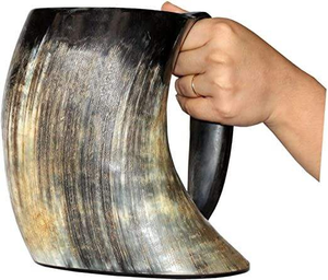 Chope en corne de buffle naturelle écologique de qualité supérieure, polie, sculpture viking, mug à bière, décoration personnalisable, entreprise - Product Image 1