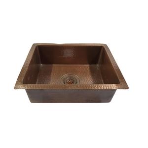 Évier de cuisine en cuivre martelé rectangulaire, fait à la main, en cuivre antique, évier de cuisine en cuivre en gros, évier à cuve unique. - Product Image 3