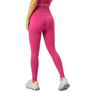 Leggings de fitness élastiques pour femmes les plus vendus personnalisés couleur Pure taille haute tricot équipement maigre séchage rapide respirant - Product Image 2