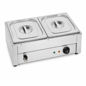 เครื่องอุ่นซุปไฟฟ้าแบบสองถาด 220V สำหรับอุปกรณ์สถานีอุ่นซอสอาหารจานด่วน - Product Image 1