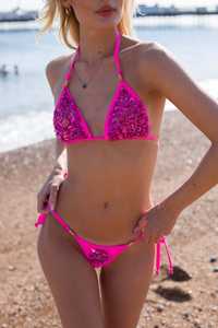 Robe de plage sexy à perles et paillettes personnalisées Décoration en strass Nouveau design Ensemble de bikini prêt à porter pour sortie à la plage Logo à l'avant - Product Image 3