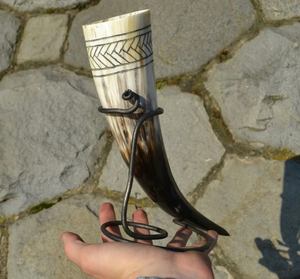 Soporte de cuerno para beber Natural de estilo vikingo 100% Material curvo orgánico 300-400ml Mead Ale Animal Design Souvenir - Product Image 3